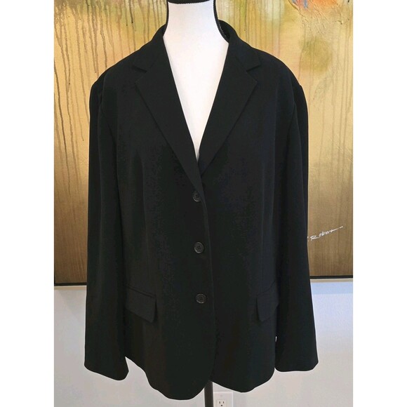 Calvin Klein Blazer Womens 18W Black 3 Button Lined Notch Lapel Triacetate - Picture 1 of 11